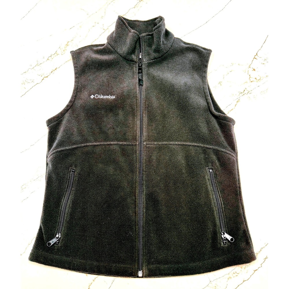 Columbia Sportswear Women's Fleece Vest Full Zip Pockets Black Size M
